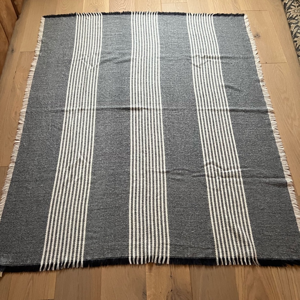 Pottery Barn Clover Fringe Striped Throw Blanket farmhouse cottagecore very soft - Picture 2 of 7